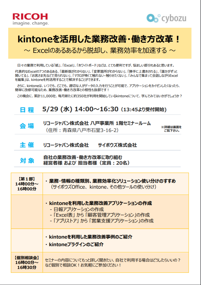 kintoneを活用した業務改善・働き方改革! ~ Excelのあるあるから脱却し、業務効率を加速する ~ 表.png